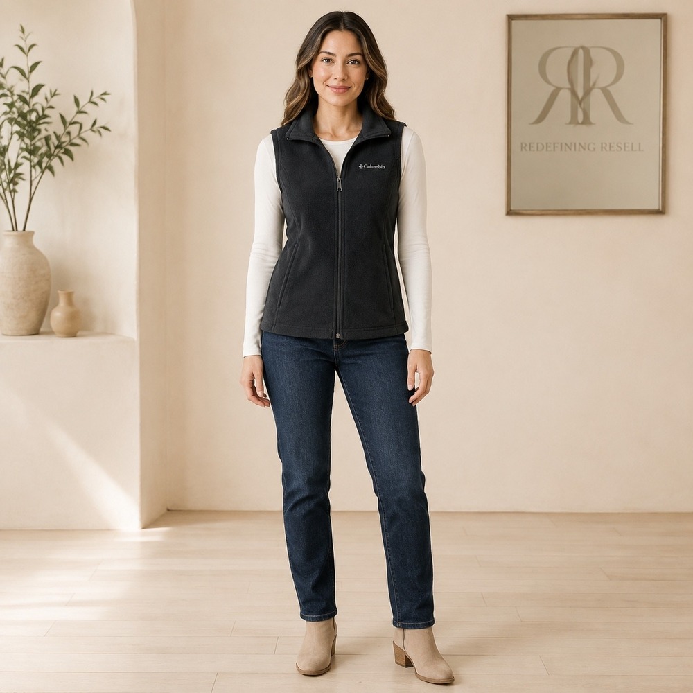 Columbia Womens Benton Springs Full Zip Fleece Vest Black Size Medium M Outdoor